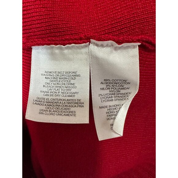 Jones New York Signature Women's Front Button Red Cardigan Size M Belted - Picture 6 of 6